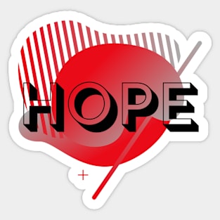 Hope - Red and Gray Graphic Design Sticker